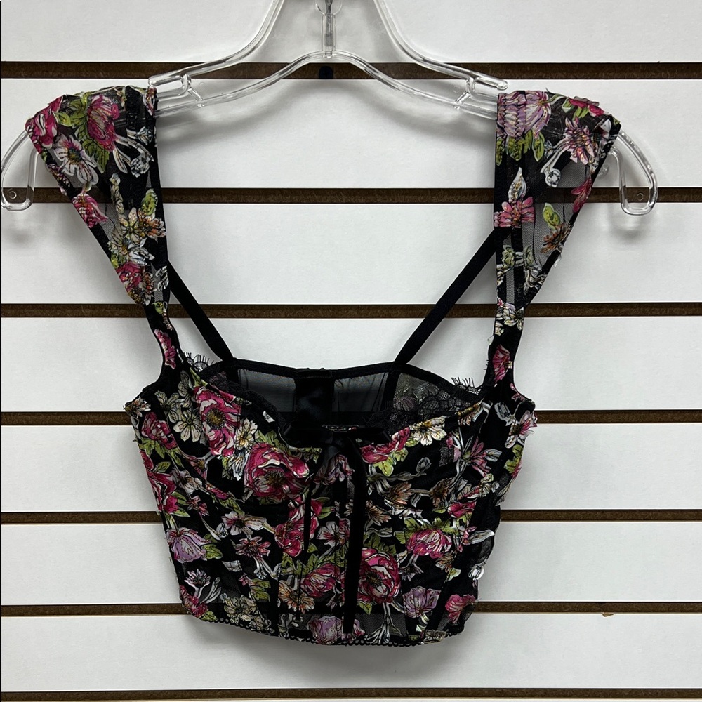 Victoria's Secret Black Floral corset Top